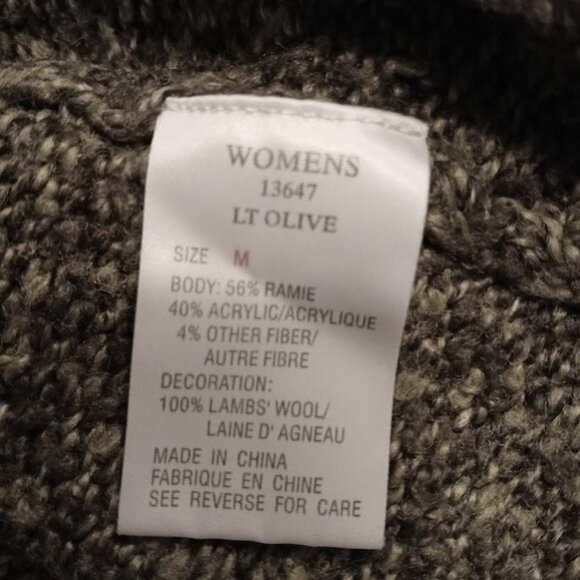 WOOLRICH Pullover Mock Neck Sweater Top women M Olive Green 1/2 zip up henley LS - Picture 10 of 10